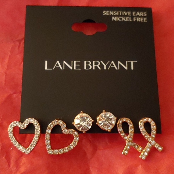 Lane Bryant Jewelry - Lane Bryant Rose Gold Pave Earrings Set